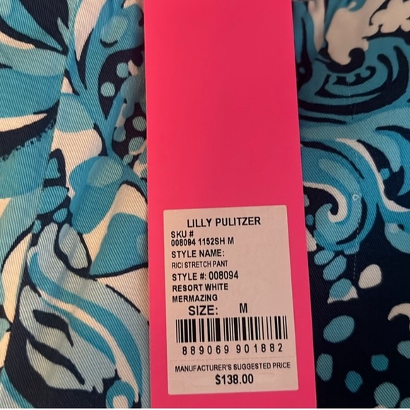 NWT Lilly Pulitzer 29" Rici Stretch Jogger Pants Resort White Mermazing - Picture 8 of 8